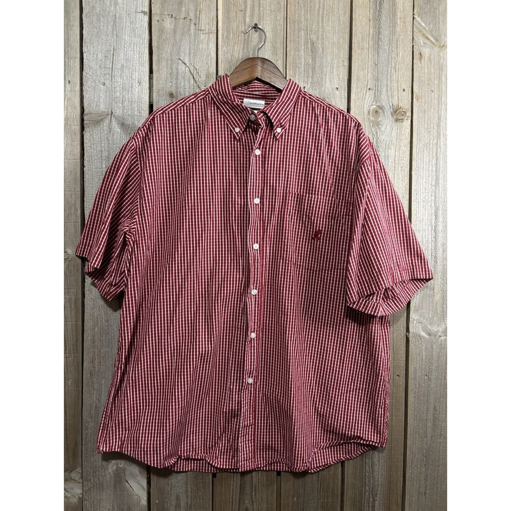 Walt Disney World Men's Red Check Shirt Embroidered Mickey Mouse Button Up‎ XL